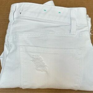 LuLaRoe Magic Waistband Stretch Skinny Distressed White‎ Jeans Raw Hem size 26